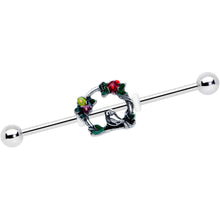 14G Red Yellow Flower Swing Bird Industrial Barbell 38mm