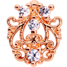 16G 1/4 Clear CZ Gem Rose Gold Tone Elegant Labret Monroe Tragus