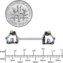 14G 9/16 Purple Yellow Flower Swing Bird Barbell Nipple Ring Set