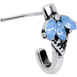 20G 5/16 Blue Faux Opal L Shaped Faux Hoop Nose Ring