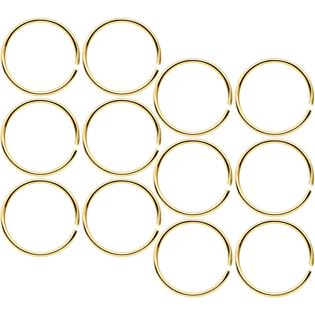 22G 5/16 Gold Tone Anodized Seamless Circular Ring Set of 12