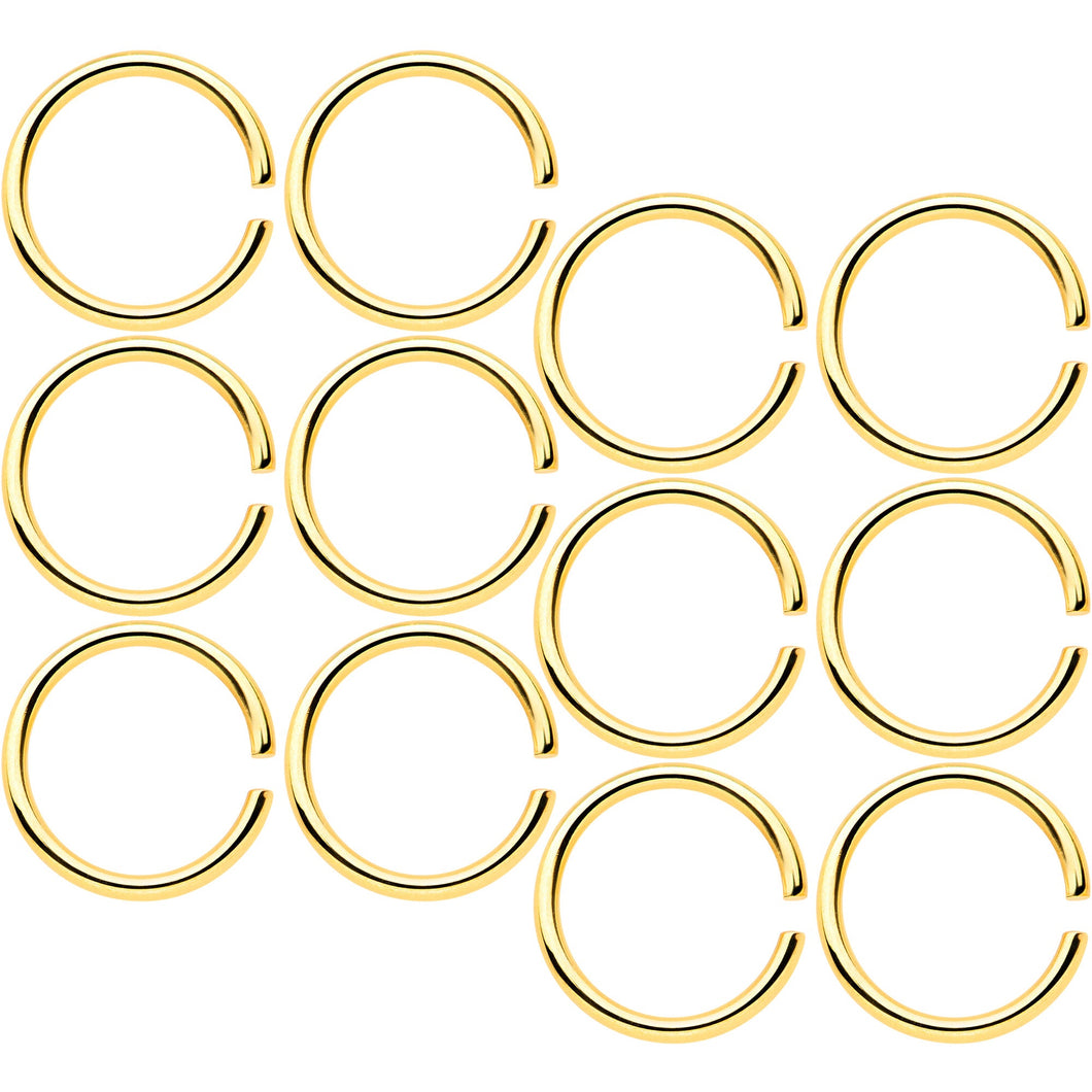 18G 5/16 Gold Tone Anodized Seamless Circular Ring Set of 12