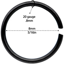 20G 5/16 Black Anodized Seamless Circular Ring Set of 12