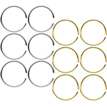 22G 5/16 Steel Gold Tone Anodized Seamless Circular Ring Set of 12