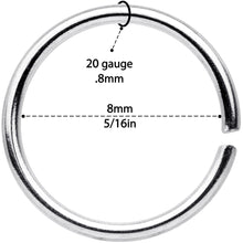 20G 5/16 Steel Black Anodized Seamless Circular Ring Set of 12