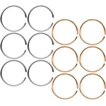 22G 5/16 Steel Rose Gold Tone Anodized Seamless Circular Ring Set of 12