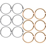 20G 5/16 Steel Rose Gold Tone Anodized Seamless Circular Ring Set of 12