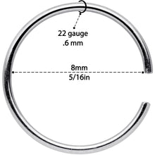 22G 5/16 Steel Rainbow Anodized Seamless Circular Ring Set of 12