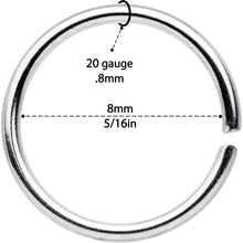 20G 5/16 Steel Rainbow Anodized Seamless Circular Ring Set of 12
