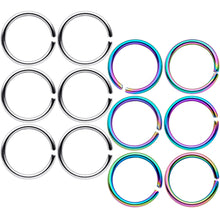 18G 5/16 Steel Rainbow Anodized Seamless Circular Ring Set of 12