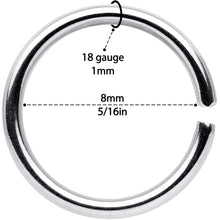 18G 5/16 Steel Rainbow Anodized Seamless Circular Ring Set of 12