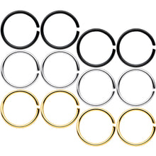 20G 5/16 Black Gold Tone Anodized Seamless Circular Ring Set of 12