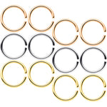 18G 5/16 Gold Tone Rose Gold Tone Anodized Seamless Circular Ring Set of 12