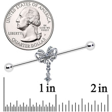 14G Clear Gem Looping Bow Dangle Industrial Barbell 38mm