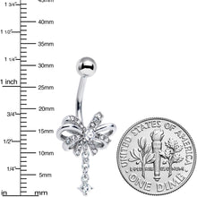 Clear Gem Looping Bow Dangle Belly Ring