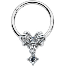 16G 3/8 Clear Gem Looping Bow Hinged Segment Ring