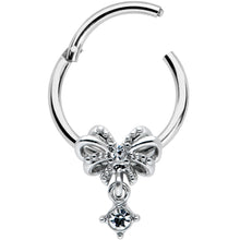 16G 3/8 Clear Gem Looping Bow Hinged Segment Ring