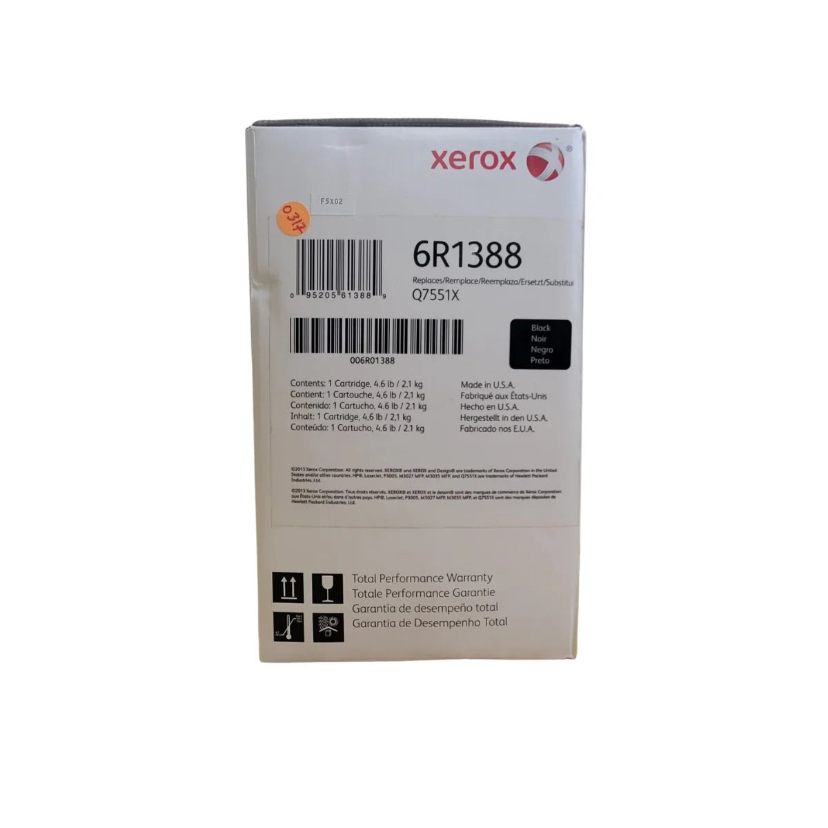 New, Pre-Owned - Xerox 6R1388 High Yield Black Toner Cartridge, (Alternative To The HP Q7551X (51X) Toner