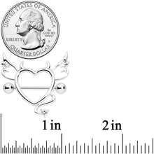 14G 9/16 Clear Gem Devil Heart Nipple Shield Set