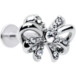 16G 5/16 Clear Gem Looping Bow Labret Monroe Tragus