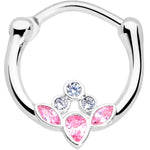 16G 3/8 Clear Pink Gem Classic Cluster Septum Clicker