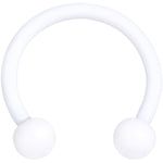 16G 3/8 White Matte Horseshoe Circular Barbell