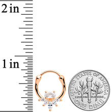 18G 3/8 Clear Gem Rose Gold Tone Anodized Spray Cartilage Clicker