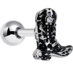 16G 1/4 Clear Gem Cowboy Boot Cartilage Tragus Earring