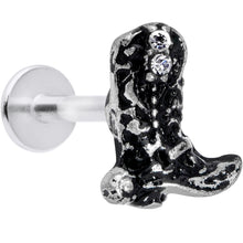 16G 5/16 Clear Gem Cowboy Boot Labret Monroe Tragus