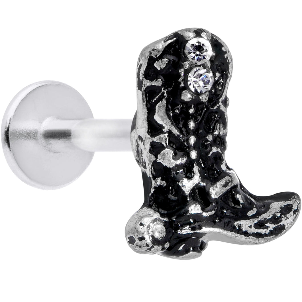 16G 5/16 Clear Gem Cowboy Boot Labret Monroe Tragus