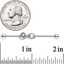 14G Clear Gem Infinity Swirl Industrial Barbell 38mm
