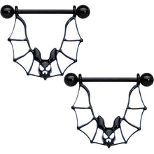 14G 3/4 Black Bats Halloween Nipple Shield Set