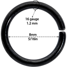 16G 5/16 Black Anodized Seamless Cartilage Ring Set of 12