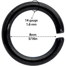 14G 5/16 Black Anodized Seamless Cartilage Ring Set of 12