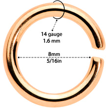 14G 5/16 Rose Gold Tone Anodized Seamless Cartilage Ring Set of 12