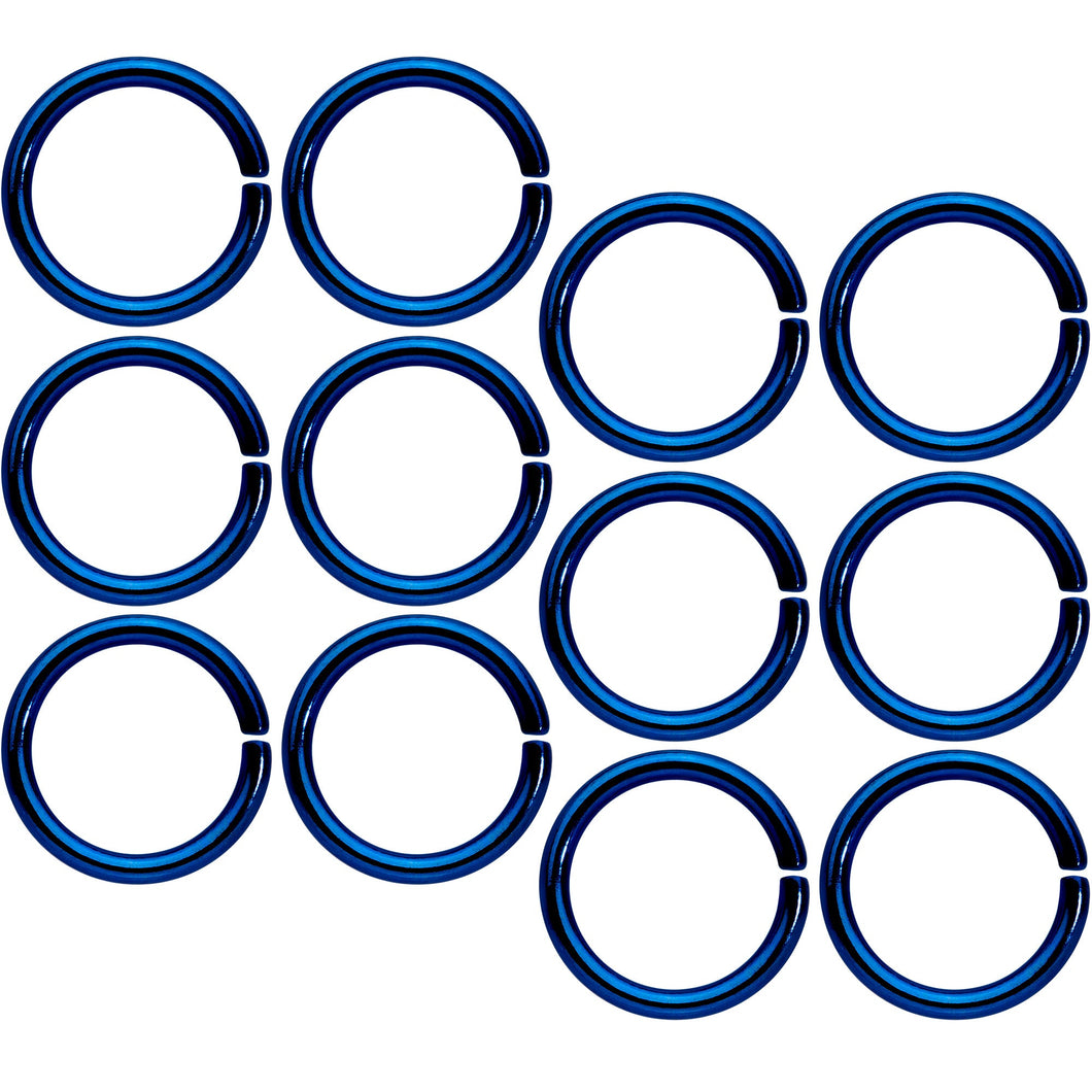 16G 5/16 Blue Anodized Seamless Cartilage Ring Set of 12