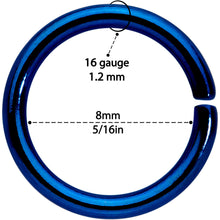 16G 5/16 Blue Anodized Seamless Cartilage Ring Set of 12