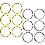 16G 5/16 Steel Gold Tone Seamless Cartilage Ring Set of 12