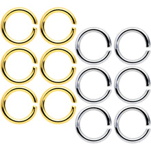 14G 5/16 Steel Gold Tone Seamless Cartilage Ring Set of 12