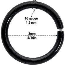 16G 5/16 Steel Black Anodized Seamless Cartilage Ring Set of 12