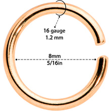 16G 5/16 Steel Rose Gold Tone Seamless Cartilage Ring Set of 12