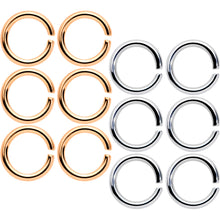 14G 5/16 Steel Rose Gold Tone Seamless Cartilage Ring Set of 12