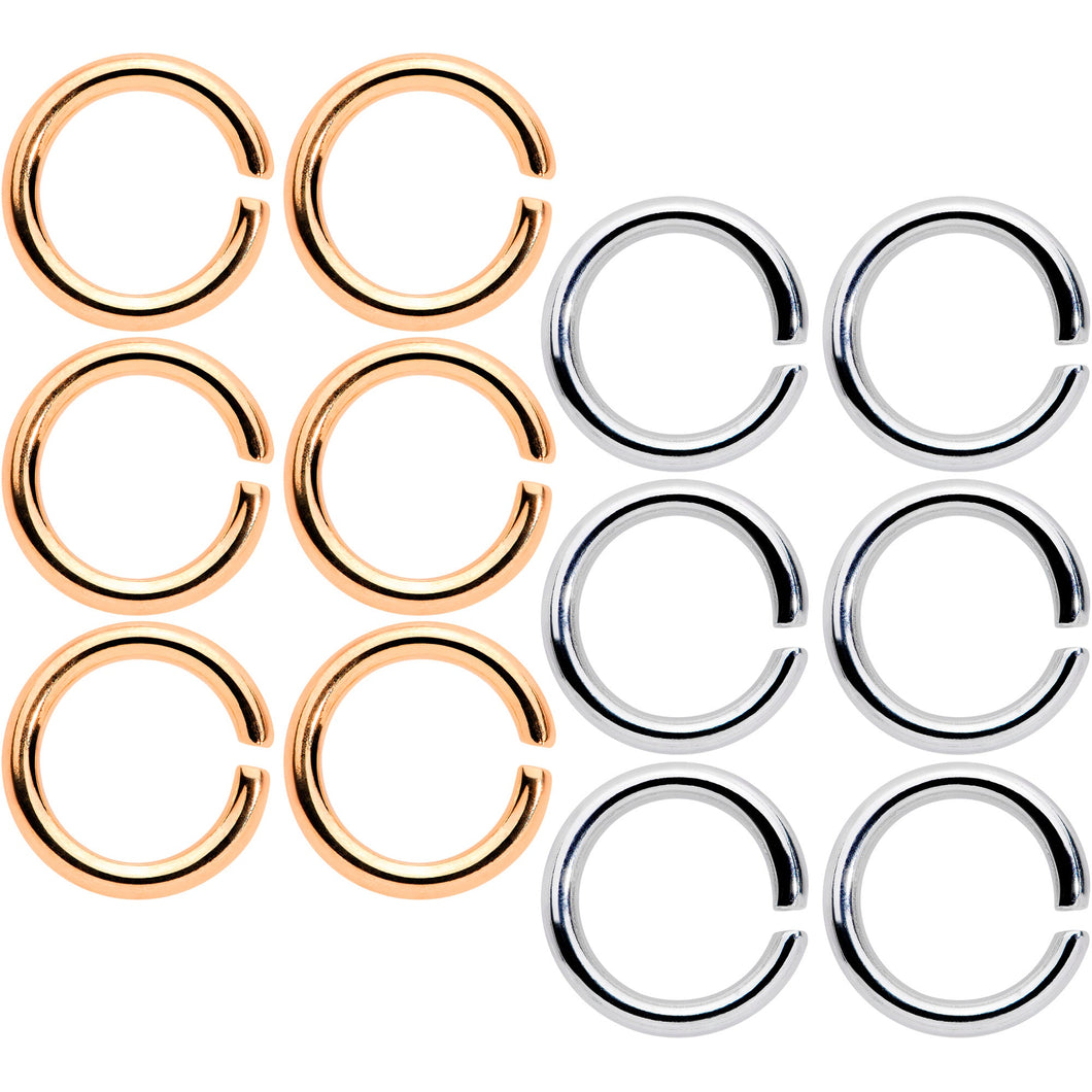 14G 5/16 Steel Rose Gold Tone Seamless Cartilage Ring Set of 12