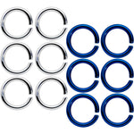 14G 5/16 Steel Blue Anodized Seamless Cartilage Ring Set of 12