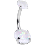 White Faux Opal Grade 23 Titanium Internally Threaded Belly Ring