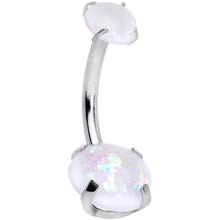 White Faux Opal Grade 23 Titanium Internally Threaded Belly Ring