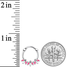 16G 3/8 Clear Gem White Pink Leaves Septum Clicker