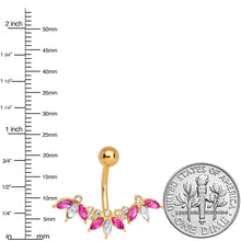 Pink Clear Gem Gold Tone Anodized Comely Clusters Belly Ring