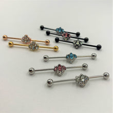 14G Aqua Clear Gem Classic Cluster Industrial Barbell 38mm