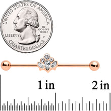 14G Clear Gem Rose Gold Hue Anodized Cluster Industrial Barbell 38mm